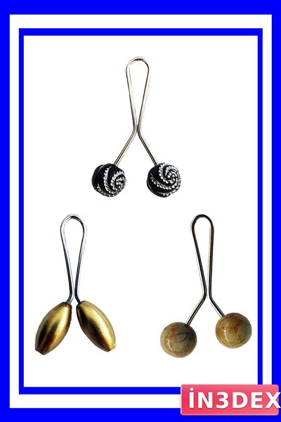 İN3DEX Hijab Scarf and Shawl Clip Set 3 Pieces Patterned