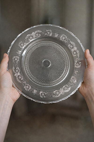 OEM Decorative glass platter PM 13 S – 33 cm, embossed floral pattern, for se...