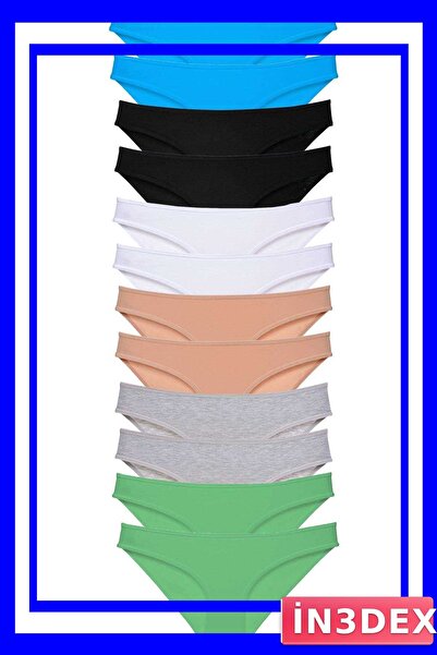 İN3DEX Lycra Women's Slip Panties Set of 12 Multiple Color Options