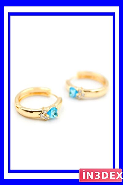 İN3DEX Turquoise Colored Heart Shaped Hoop Earrings