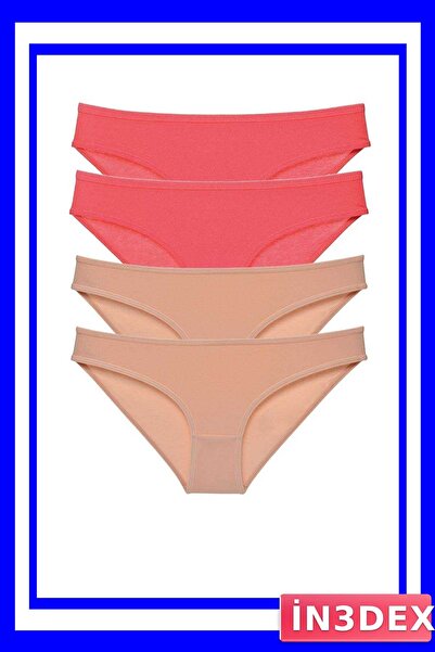 İN3DEX 4-Piece Lycra Women's Slip Panties Set Fuchsia Skin Color