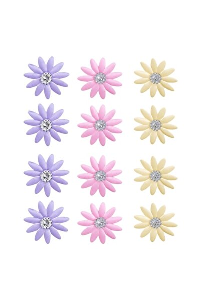 OEM Set of Lilac, Pink, and Yellow Daisies with Silver Rhinestones