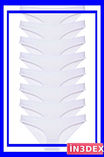 İN3DEX 8-Piece Lycra Women's Slip Panties Set White Color