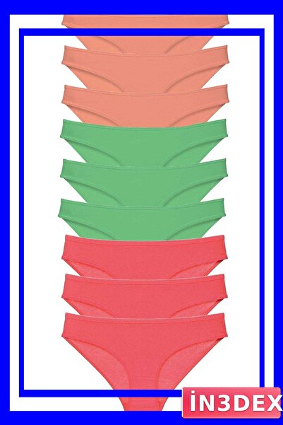 İN3DEX Lycra Women's Slip Panties Set 9 Pieces with Color Options