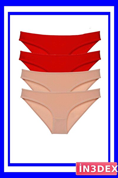 İN3DEX Lycra Women's Slip Panties Set of 4 Pieces Red Color