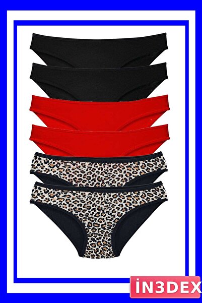 İN3DEX Lycra Soft Slip Panties Set 6 Pieces Leopard Patterned