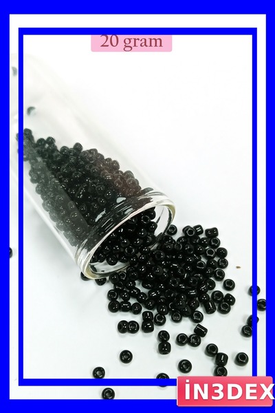 İN3DEX خرز زجاجي أسود لامع 3 مم 20 جرام رمل مصبوب