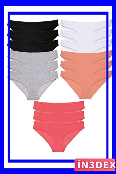 İN3DEX Lycra Women's Slip Panties Set 15 Pieces Multiple Color Options