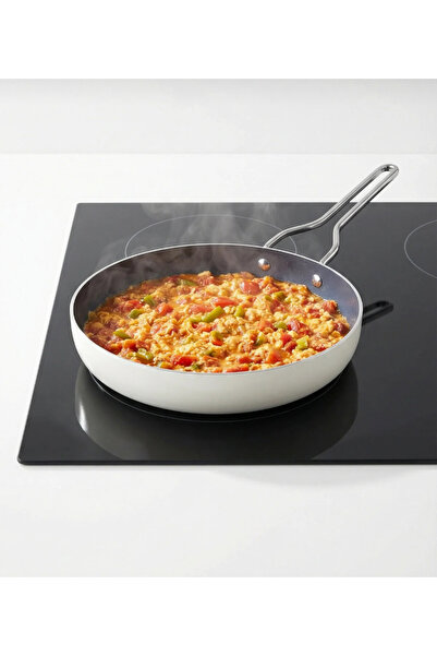 tacev Taç Sera Feel Ceramic Fireproof Non-Stick Pan 24Cm/White