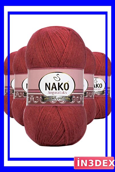 İN3DEX Burgundy Angora Hand Knitting Yarn Set 5-Pack