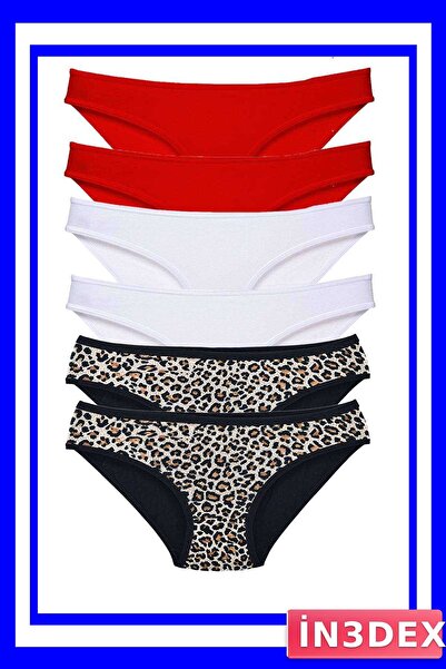 İN3DEX Lycra Women's Slip Panties 6 Pack Leopard Patterned
