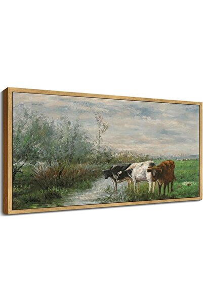 ALAYRA International لوحة جدارية لمرج مزرعة الأبقار - منظر ريفي عتيق (مؤطر 60...