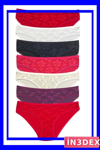 İN3DEX Lace Detailed Transparent Women's Underwear 7-Pack