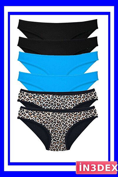 İN3DEX 6-Piece Women's Slip Panties Set Leopard Patterned