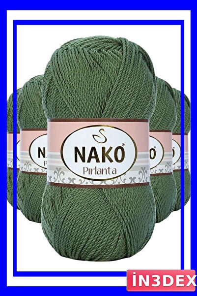 İN3DEX Khaki Green Colored Amigurumi Knitting Yarn 5 Piece Pack