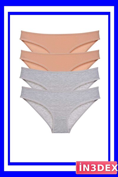 İN3DEX Lycra Women's Slip Panties Set 4 Pieces Skin Color