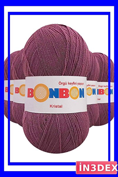 İN3DEX Crystal Hand Knitting Yarn 5 Pieces Dark Dusty Rose Color