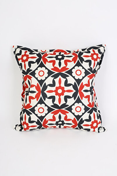 NESS HOME Patterned White Suede Pillow/Cushion Cover with Zipper 48X48 cm