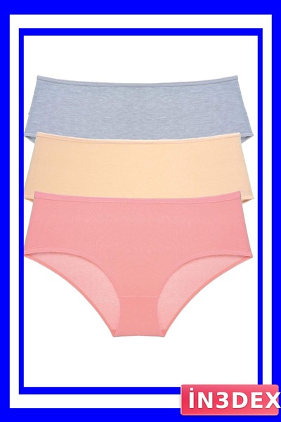 İN3DEX High Waist Bato Panties for Women 3-Pack Gray Skin Color