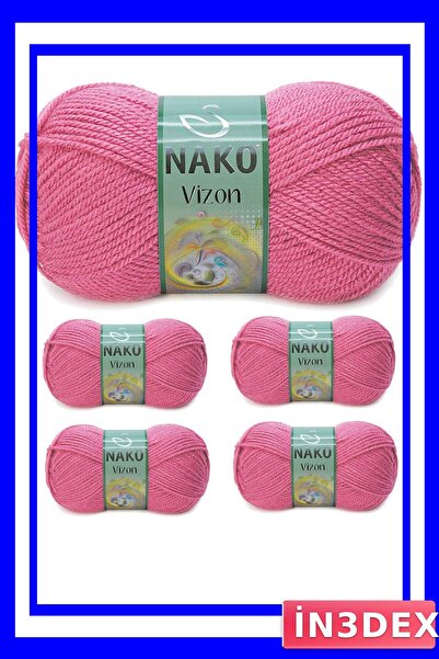İN3DEX Acrylic Hand Knitting Yarn 5 Pieces Dry Rose Color