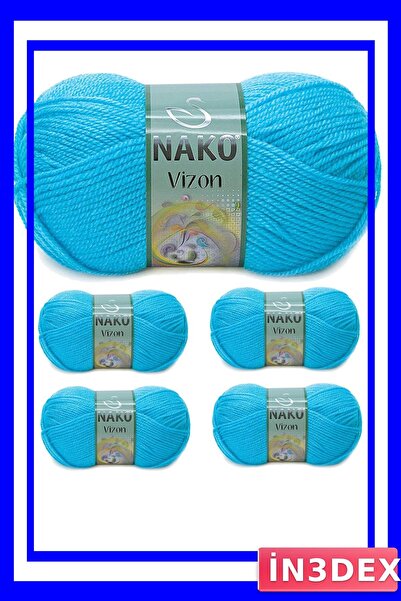 İN3DEX Acrylic Hand Knitting Yarn 5 Pieces with Evil Eye Bead Pattern