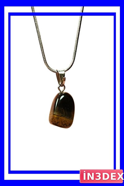İN3DEX Natural Stone Necklace 2 cm Pendant 20 cm Chain Handmade