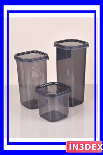 İN3DEX Anthracite Colored Rectangular Food Storage Container with Leak-Proof Lid