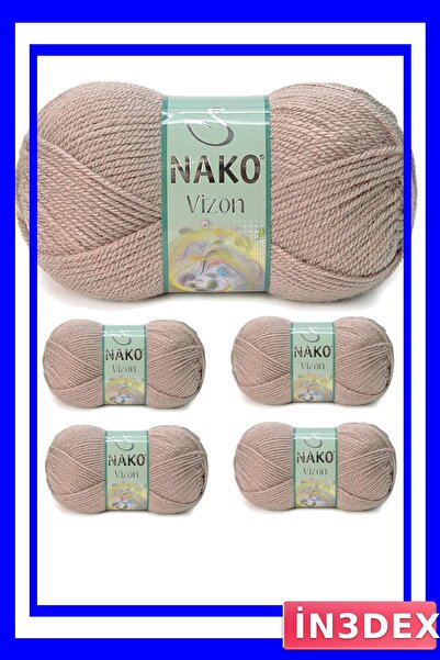 İN3DEX Acrylic Hand Knitting Yarn 5 Pieces Milky Coffee Color