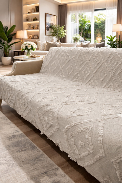 Gizo Home قماش شانيل جاكار مضاد للانزلاق، غطاء أريكة بوهيمي، غطاء كنبة، غطاء ...