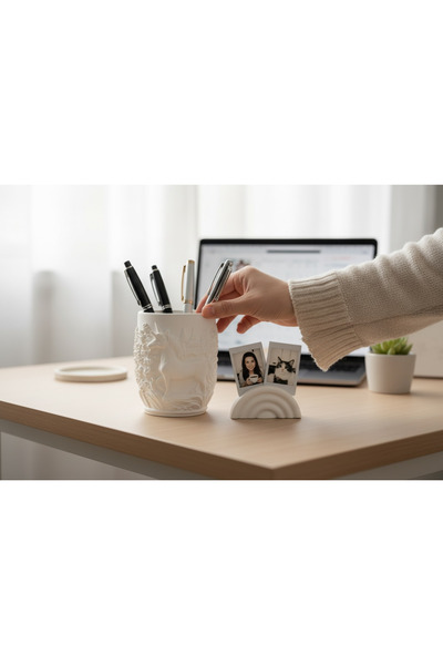 Major Hobi Stone Powder Decorative Pen Holder 8 cm & Mini Note Holder 5X3 cm ...
