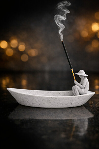 Otscraft Studio Mermer Motifli Tekne Formlu Dekoratif Tütsülük – Zen Seri