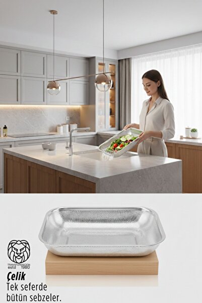 Transformacion Heidi Series Stainless Steel Rectangular Large Size Strainer C...