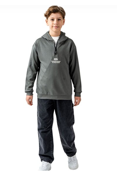 BEGONYA BEBECE KIDS Swi̇t T-Shirt with Capsun and Zipper, Double Layered