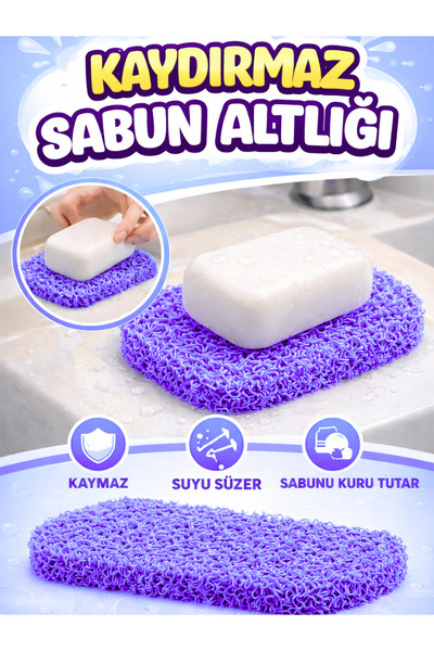 BEYLİNİ Soap Mat Mold Soap Holder Pvc Curly Non-Slip Sink Bathroom Kitchen So...