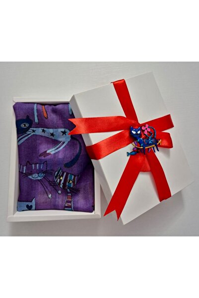 styleFlex Set eșarfă din matase, în cutie cadou + broșă elegantă