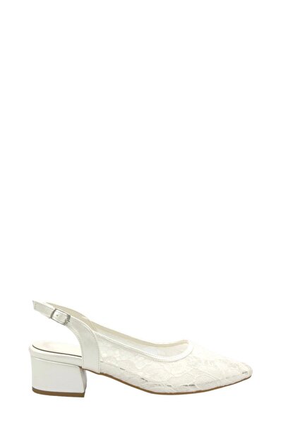 Moulin Shoes حذاء زفاف بكعب سميك من الدانتيل الأبيض