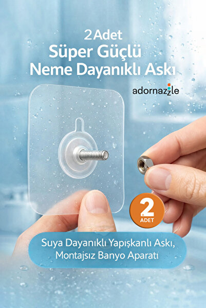 adornazzle 2 Adet Süper Güçlü Neme Dayanıklı Askı, Banyo Duvarı Vida Askılık,...