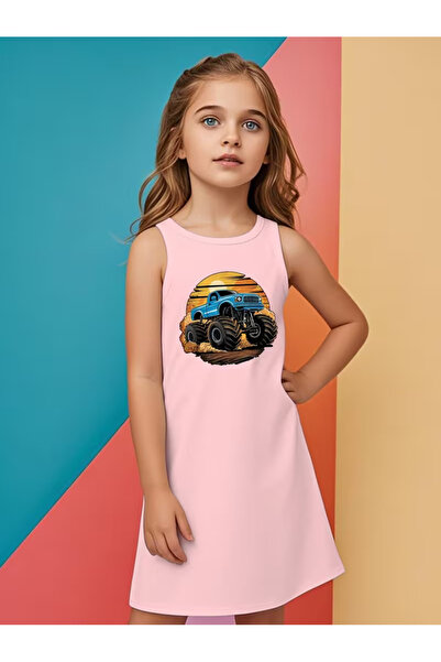 Cevval فستان بناتي مطبوع بتصميم انسيابي