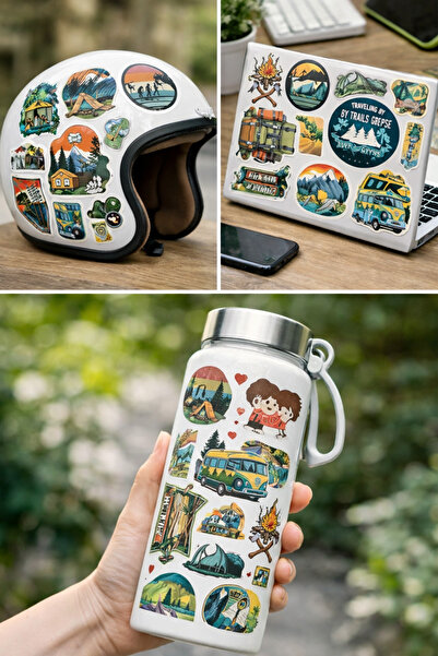 Limitless Design Camping & Outdoor Sticker Set 22X30 cm – Nature, Campfire, M...