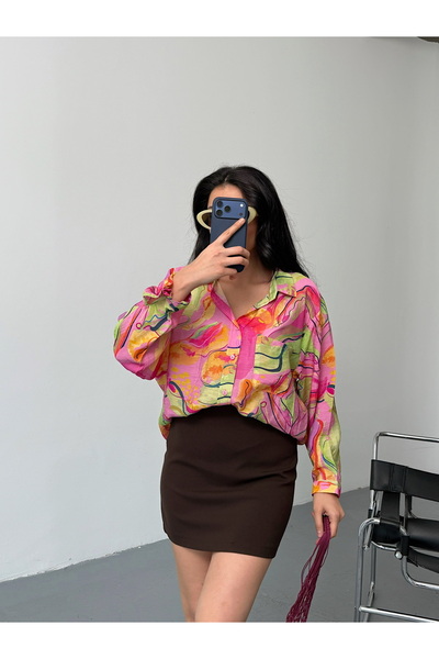 OLİSSE Kadın Tropika Desen Gömlek