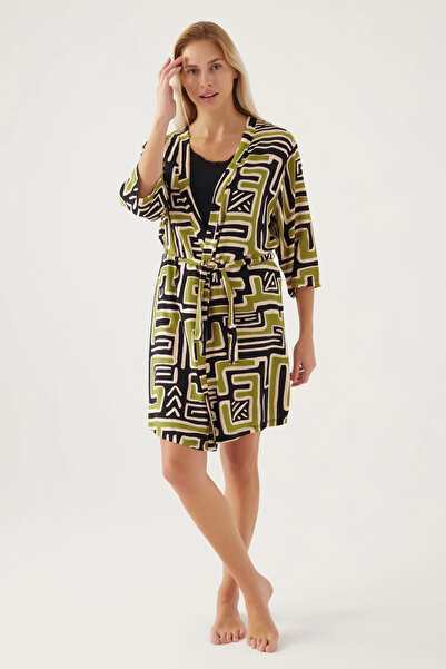 Beruflic 8819-S Women's Patterned Dressing Gown Shorts Set