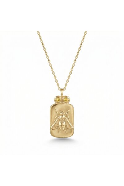 makeitbylove Sultan El Yapımı Kanarya Topaz Arı Sikke Kolye, Bolluk Sembolü, ...
