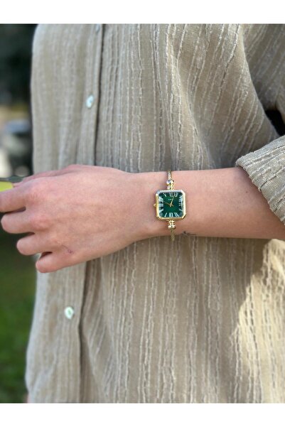 RA By Melisa Kare Yeşil Kadran Kelepçe Kadın Kol Saati