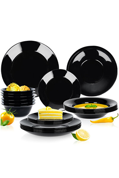 Other Black glass dinner service set, 24 pieces.