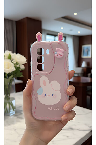 TechTrove İnfinix Hot 50 Pro İçin Uyumlu 3D Tavşan Kulaklı Tasarımlı Dalgalı ...