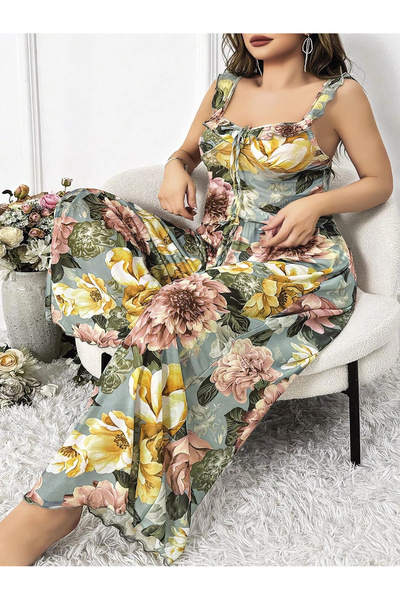 Beruflic Special Design Plus Size Floral Patterned 2-Piece Pajama Set