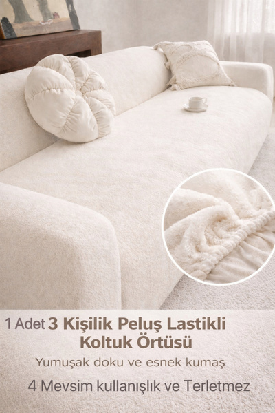 Saule Yumuşacık Welsoft Lastikli 3 Kişilik Koltuk Örtüsü Kaymaz,Esnek,Yıkanab...