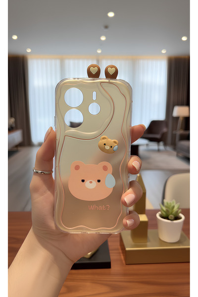 TechTrove Cute Confused Bear Figure Wavy Edge Design Case Compatible with Red...