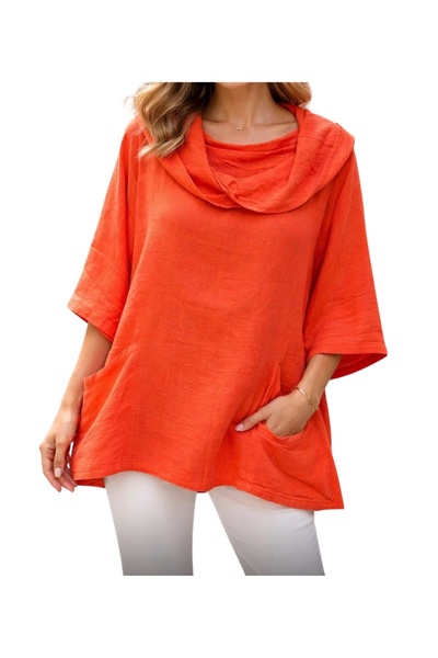 PHUTİ COLLECTION 100% Cotton Asymmetric Collar Blouse