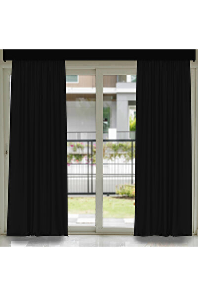 Casasro Set of 2 curtains, 140x245cm, Velvet 285gr/sqm, Black
